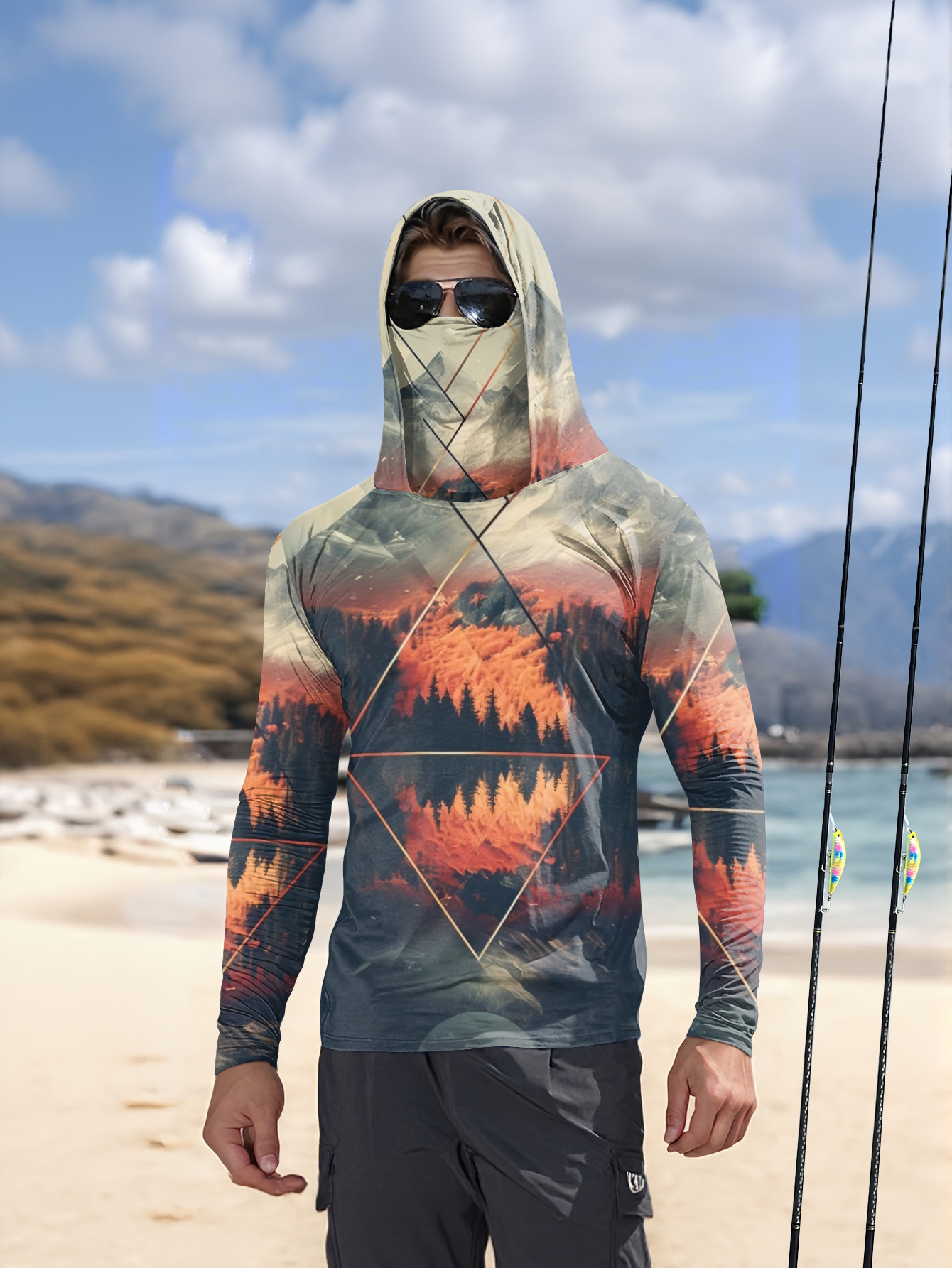 Fishing Mask Sun Protection - Sudadera de Pesca para Hombre con
